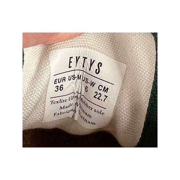 Eytys Mother Canvas Flat Shoes Sneakers Bottle Green Women's Size 6 - Picture 8 of 12